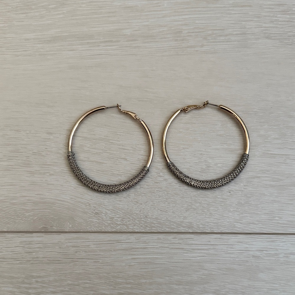 Gold and Silver Accented Hoop Earrings